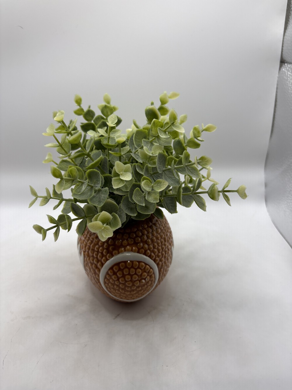 Ceramic Football Planter with Faux Greenery 5 inch long