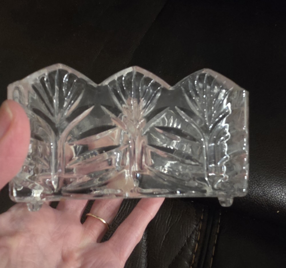 VTG Crystal Fifth Ave Portico Tea & Sugar Packet Holder