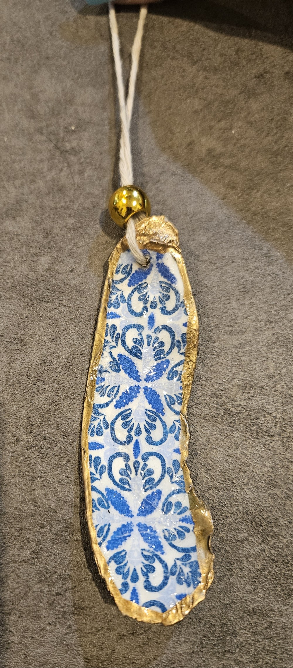 Blue and white oyster shell