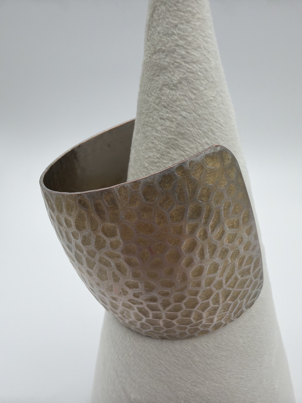 Wide Textured Metal Cuff Bracelet