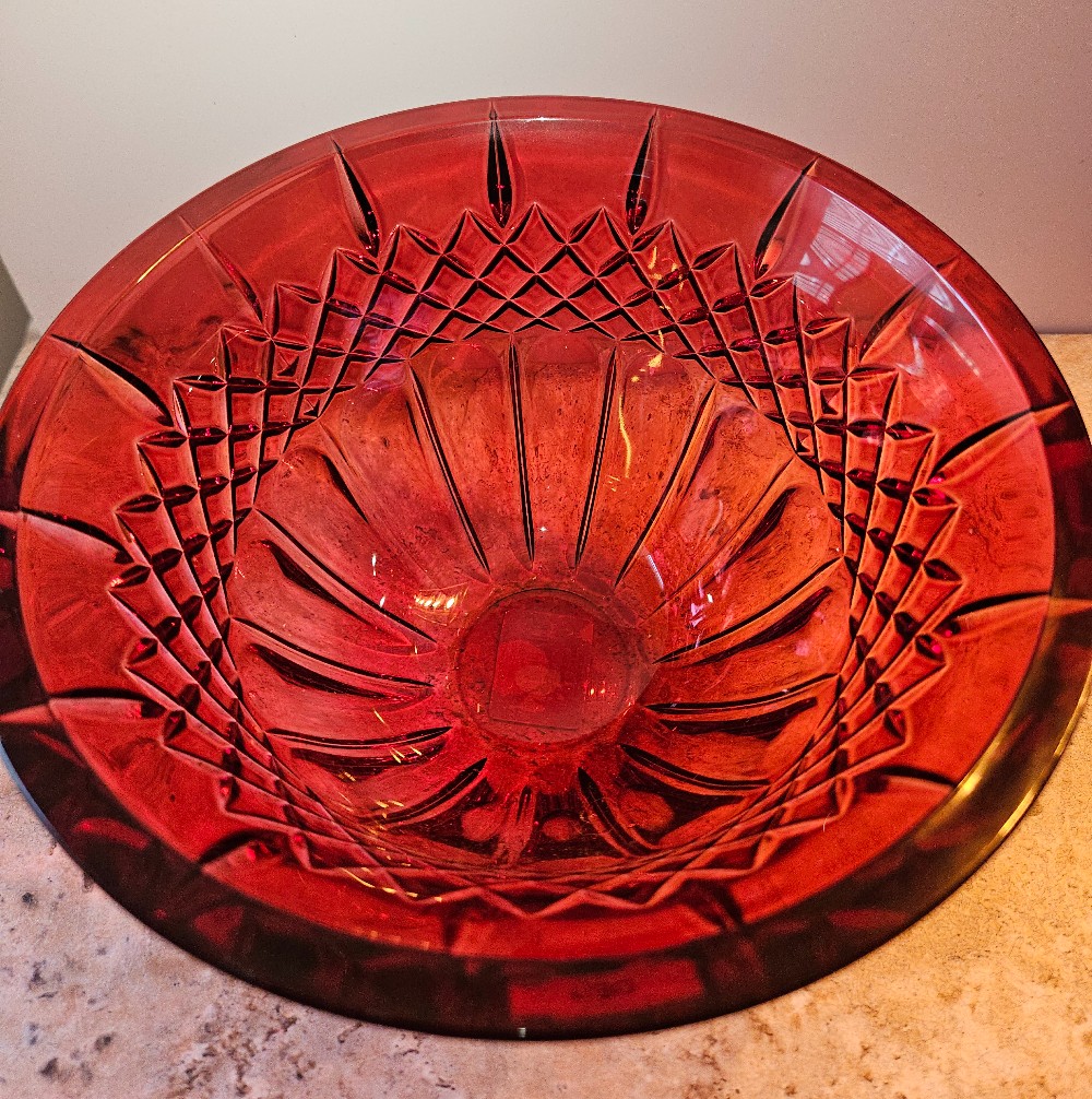 Waterford Marquis Shelton bowl in cranberry red crystal,