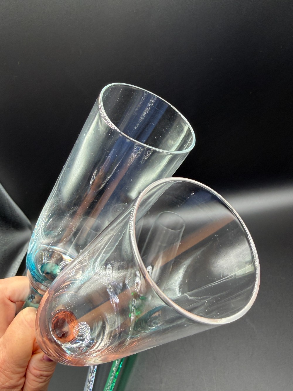 Vintage 1990s Artland Celebration Rainbow Long Stem Champagne Flutes - Set of 6