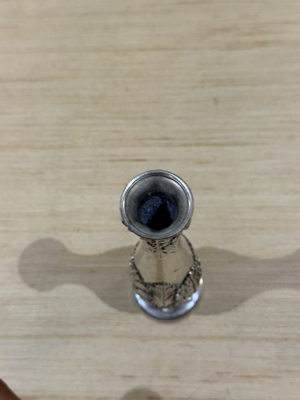 VTG Ornate Silver-Tone Bud Vase — 7”