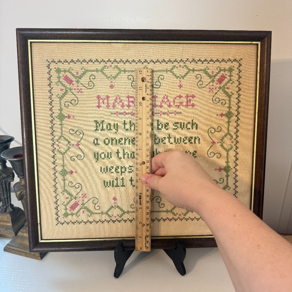 Framed Cross-Stitch Sampler – Marriage Blessing
