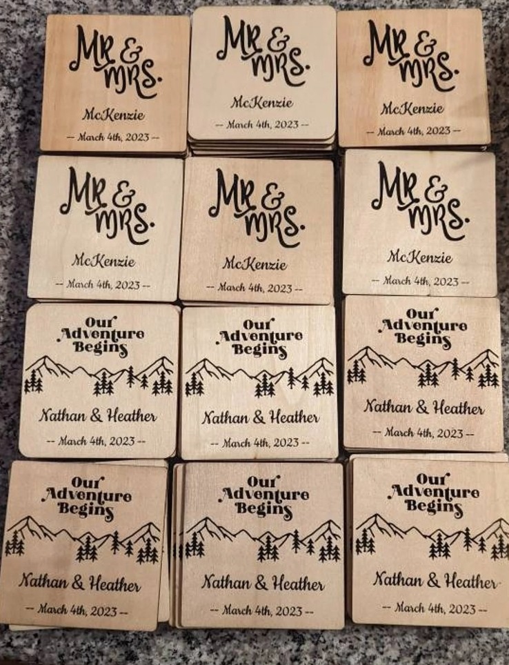 4 personalized wood coasters