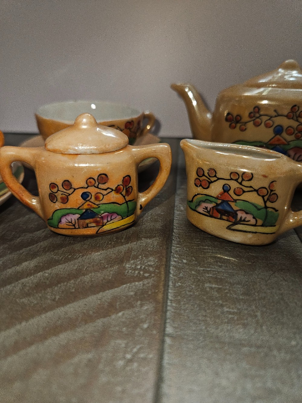 vintage miniature Japanese Lusterware tea set