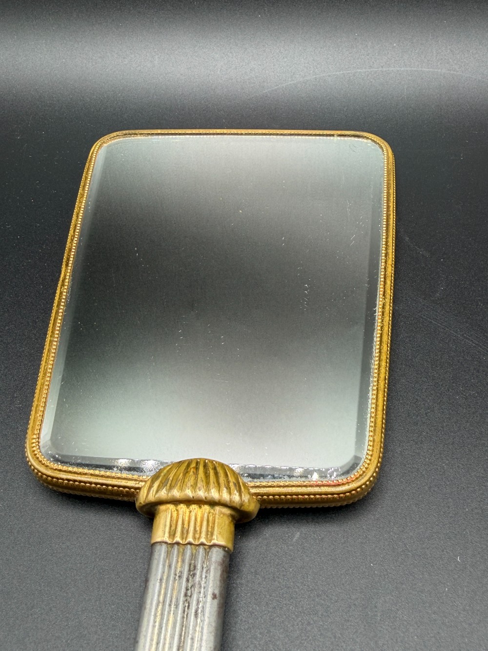 Vintage Hollywood Regency Floral Brocade Hand Mirror