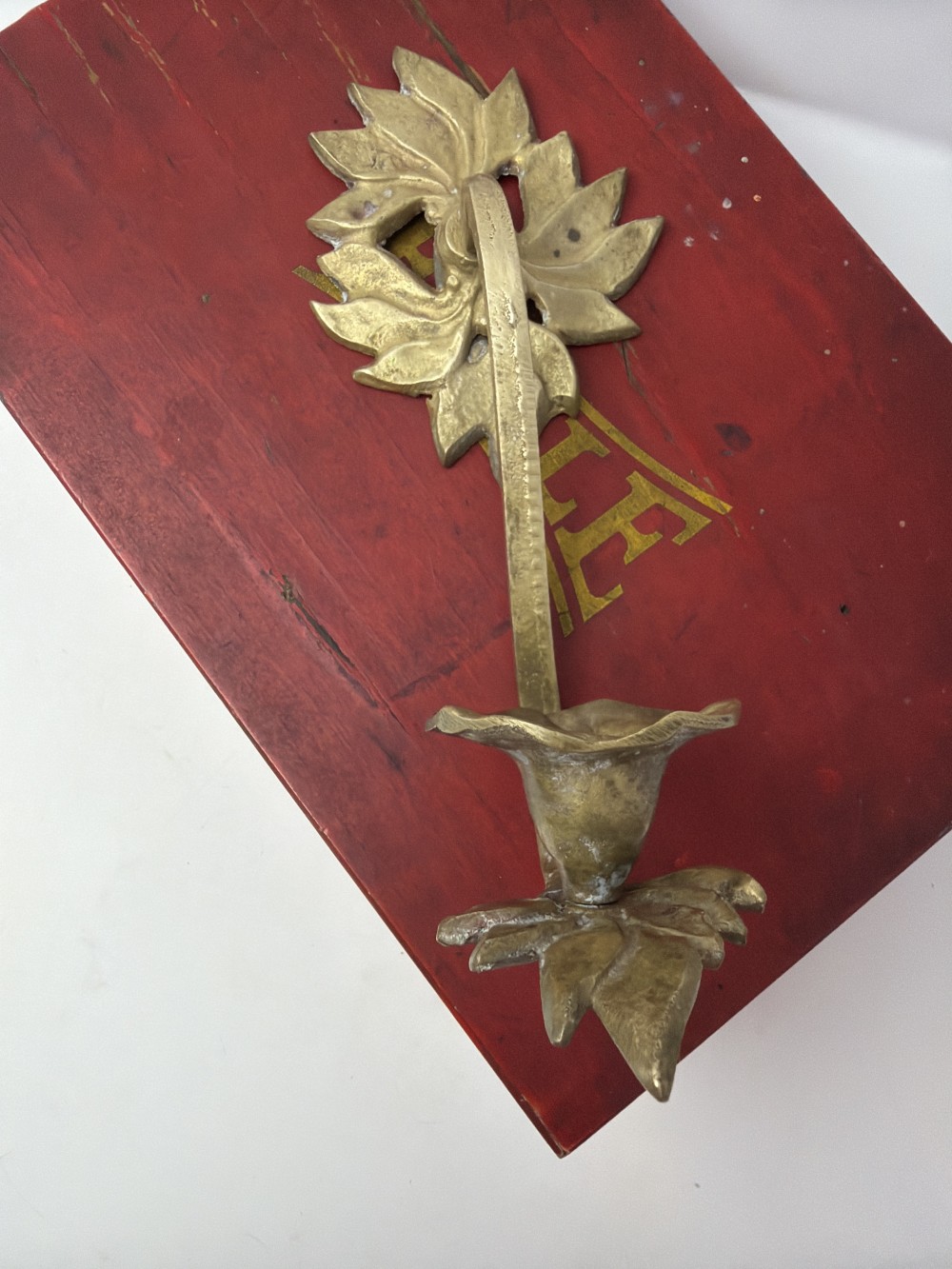 Vtg Brass Floral Wall Hook