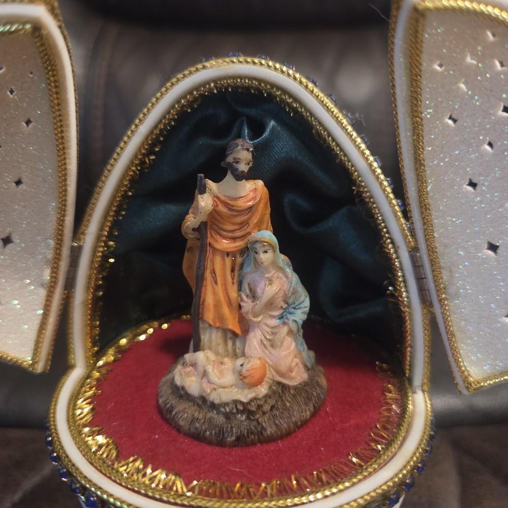 Faberge' Style Egg Nativity Music Box