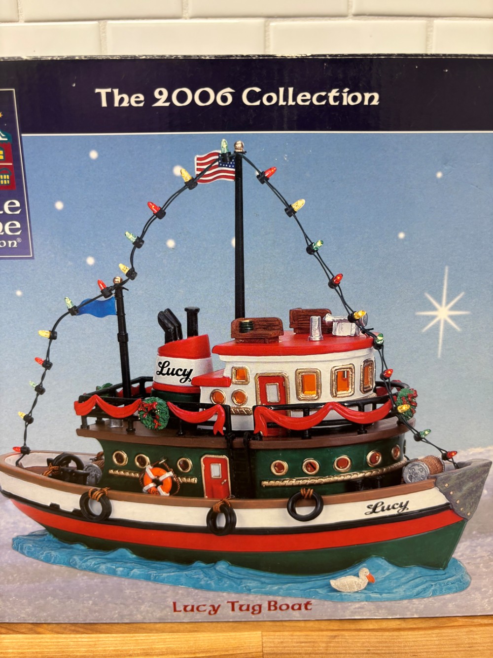 Carole Towne Lucy Tug Boat Lemax Lighted Christmas Village Boat 2006 w/ Box