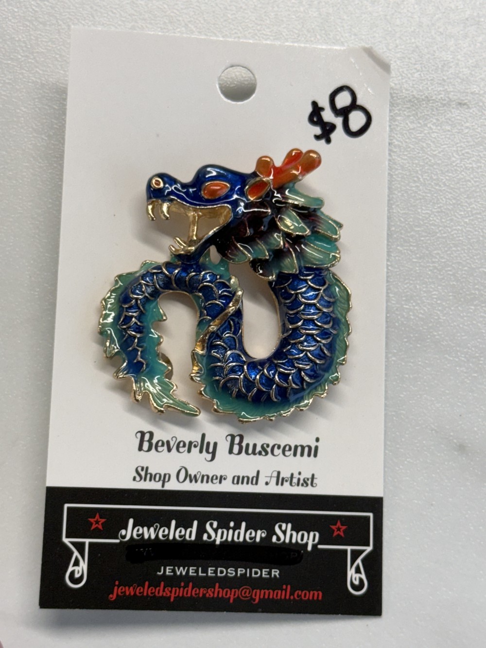 Brooch Pin - Enamel Waved Dragon