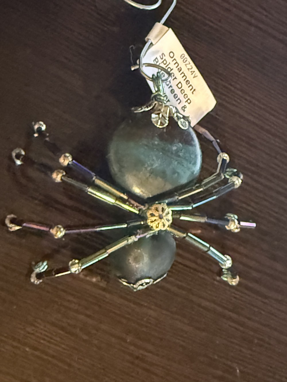 Ornament Spider Deep Blue Green & Silver