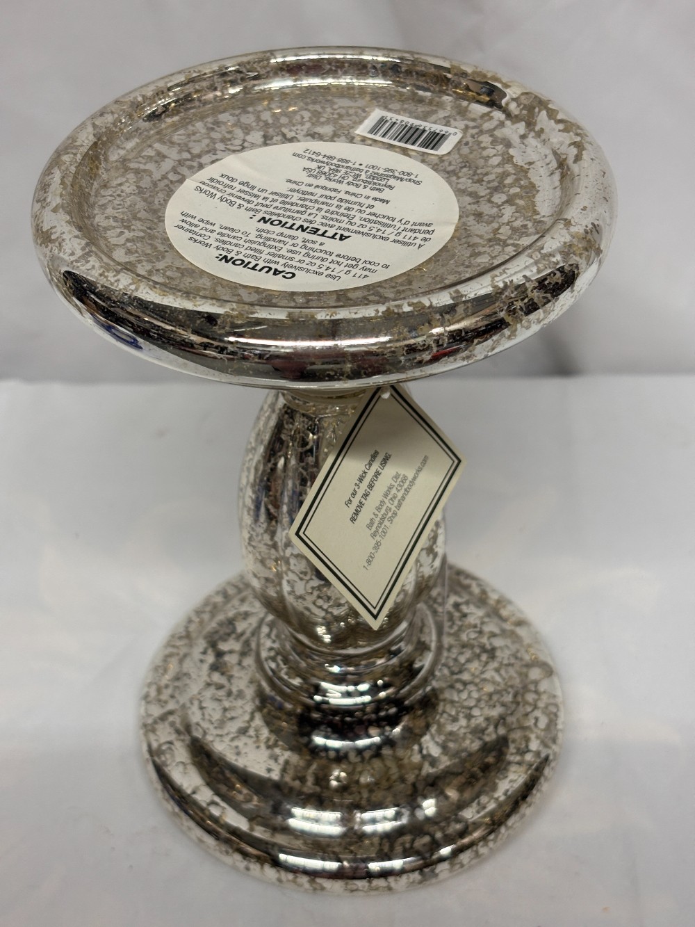 Candle antiqued mercury glass medium pillar holder BBW