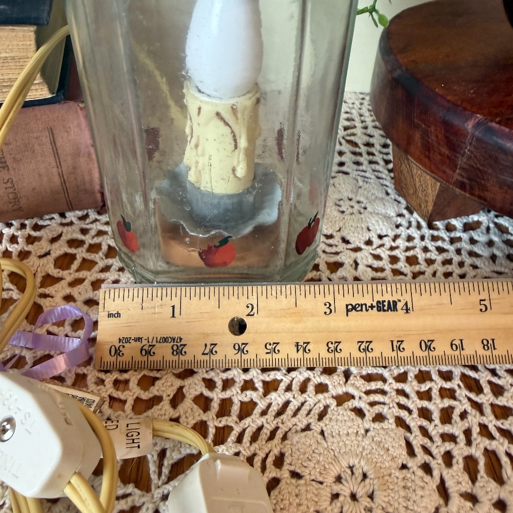 Apple Folk Art Jar Lamp with Painted Shade