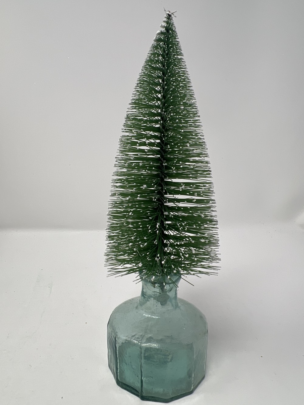 Vintage Green Bottle w/Bottle Brush Tree