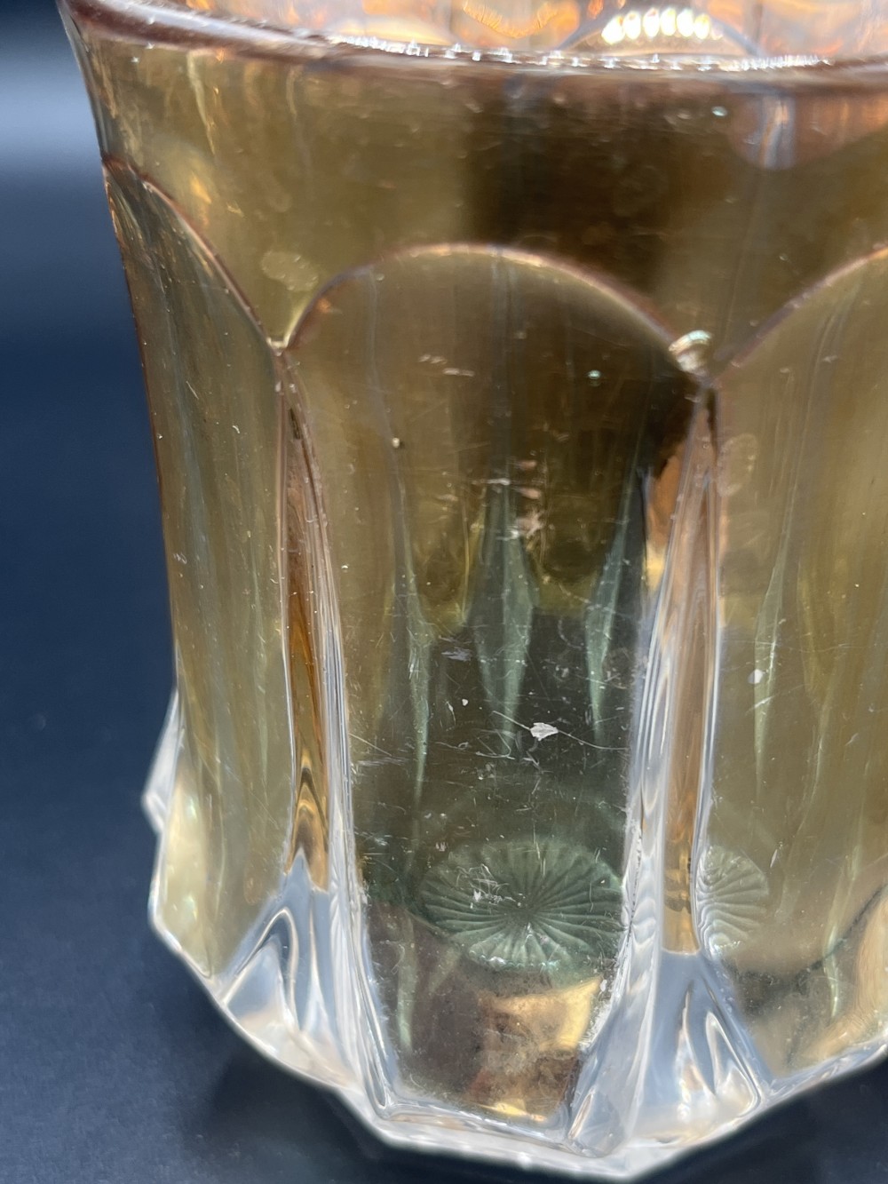 Vtg Set of 6 Amber faceted tumblers