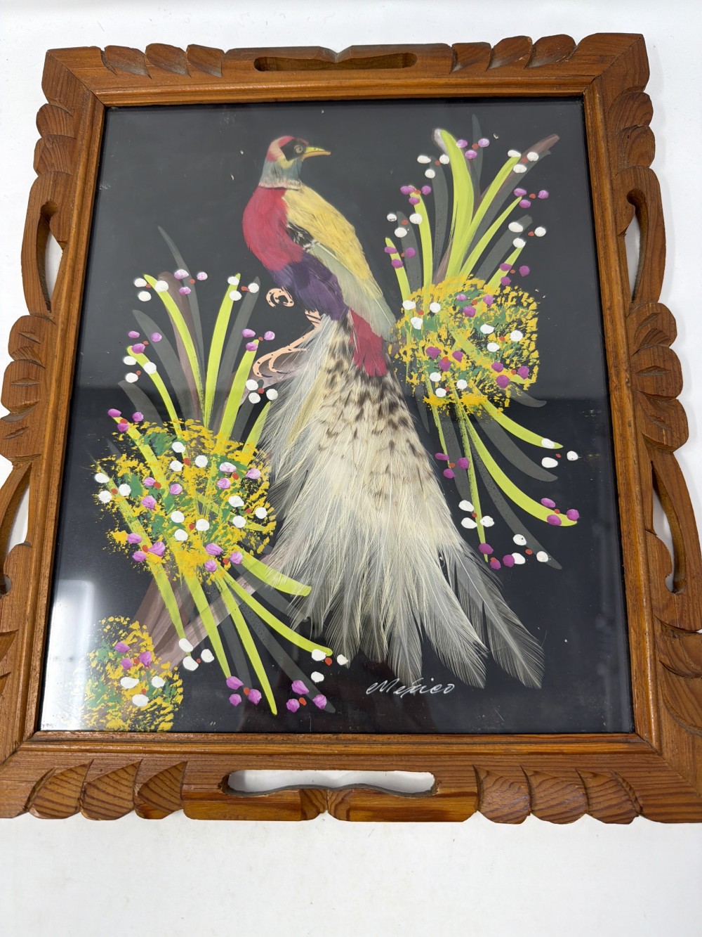 Vtg Mexican Feather Art Bird 1