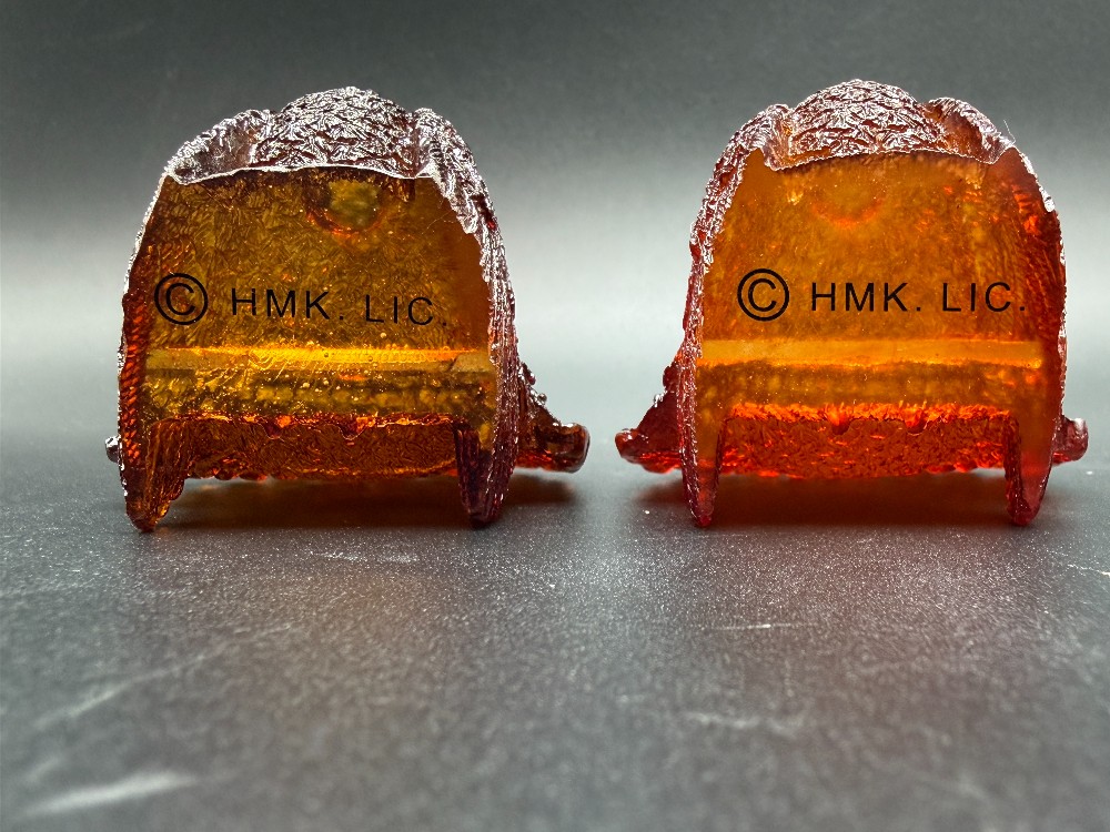 Hallmark 1980s Amber Turkey Place Card Holders - Pair