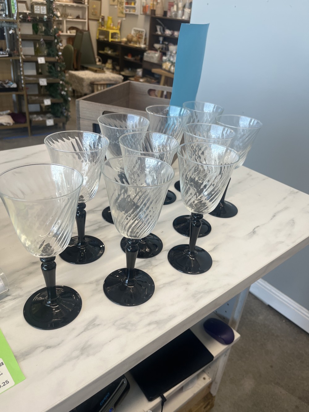 10 Vtg Luminarc “Onyx” wine glasses