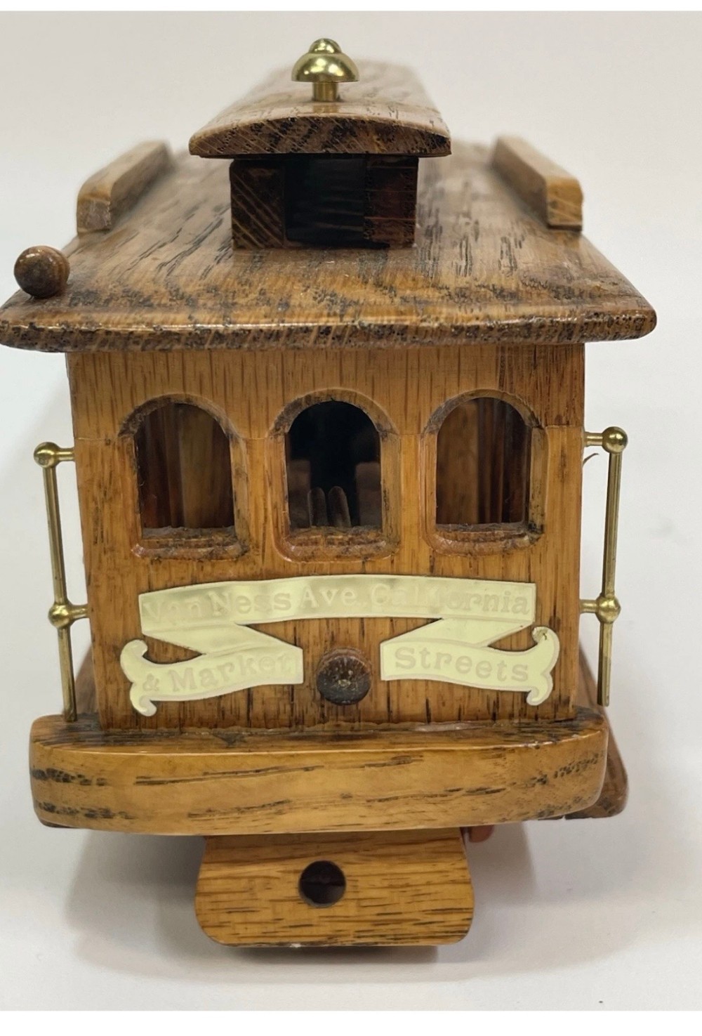 Music Box Wooden San Francisco Cable Car Van Ness Market Streets Souvenir 7 Inches Working