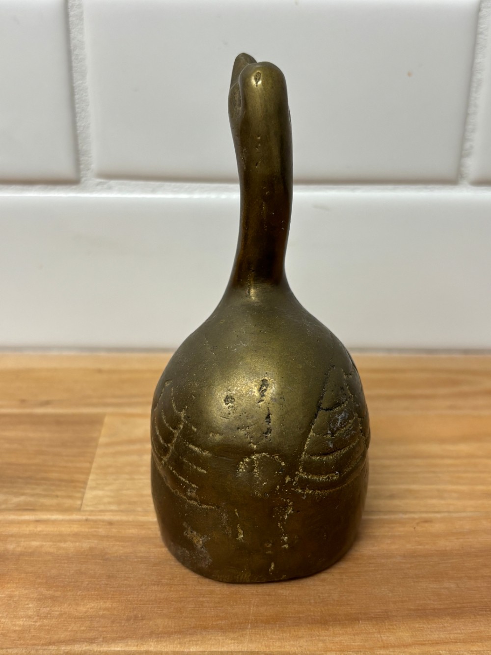 Brass Swan Bell Vintage Hand Bell Bird Figurine Cottagecore