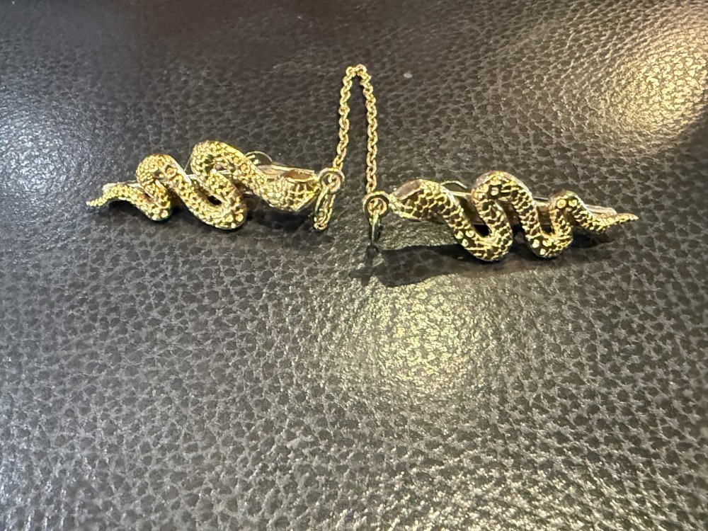 Sweater clips - Serpents, Snakes in Gold, Cloak Clips, Dress Clips