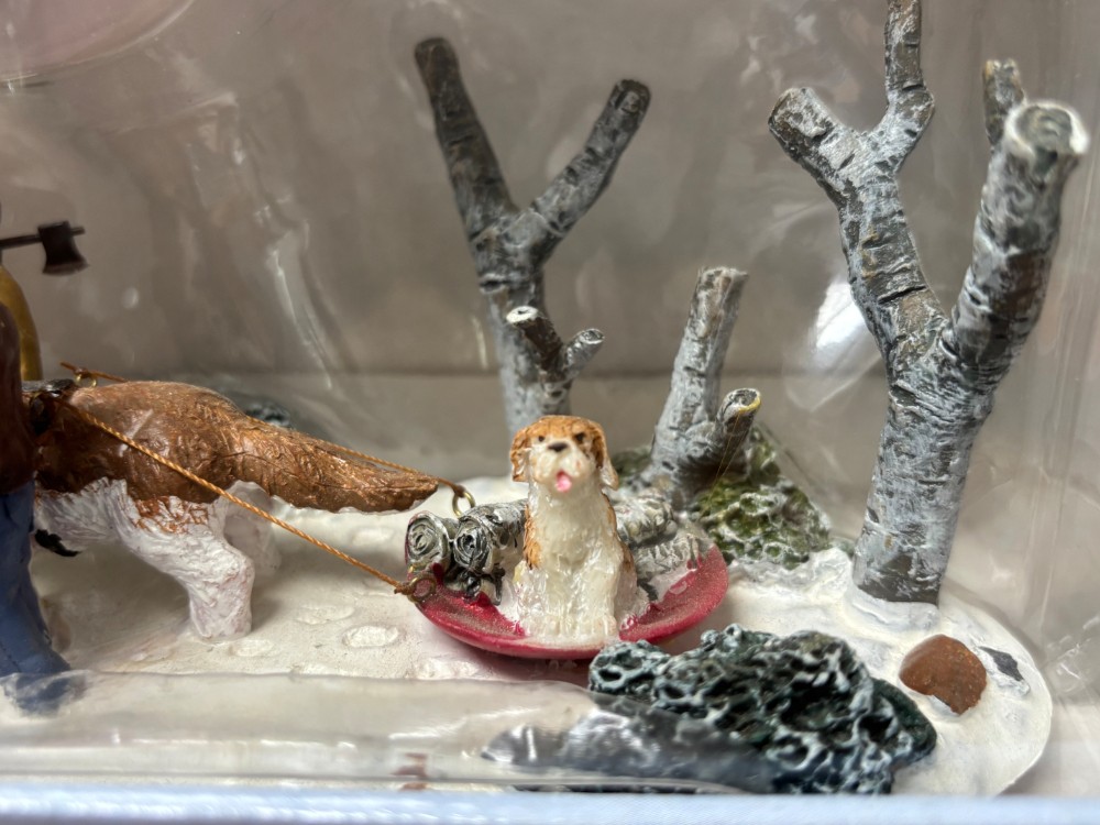 Carole Towne Mush Dog Sled Scene Lemax Christmas Village Winter Accessory