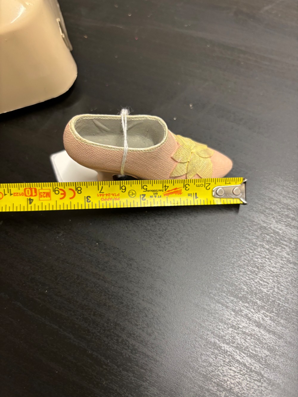 Shoe Miniature Pink High Heel Bootie Flower Textured Resin 3 in