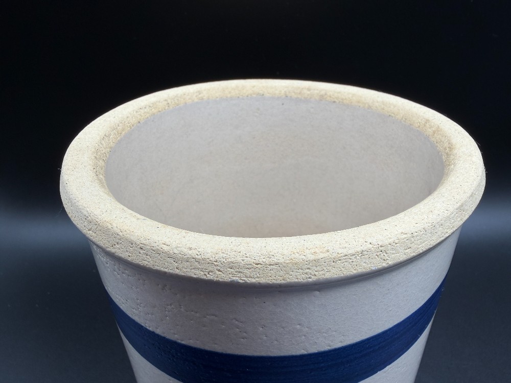 Robinson Ransbottom Stoneware Crock Vintage - Double Cobalt Blue Stripe 1-Quart