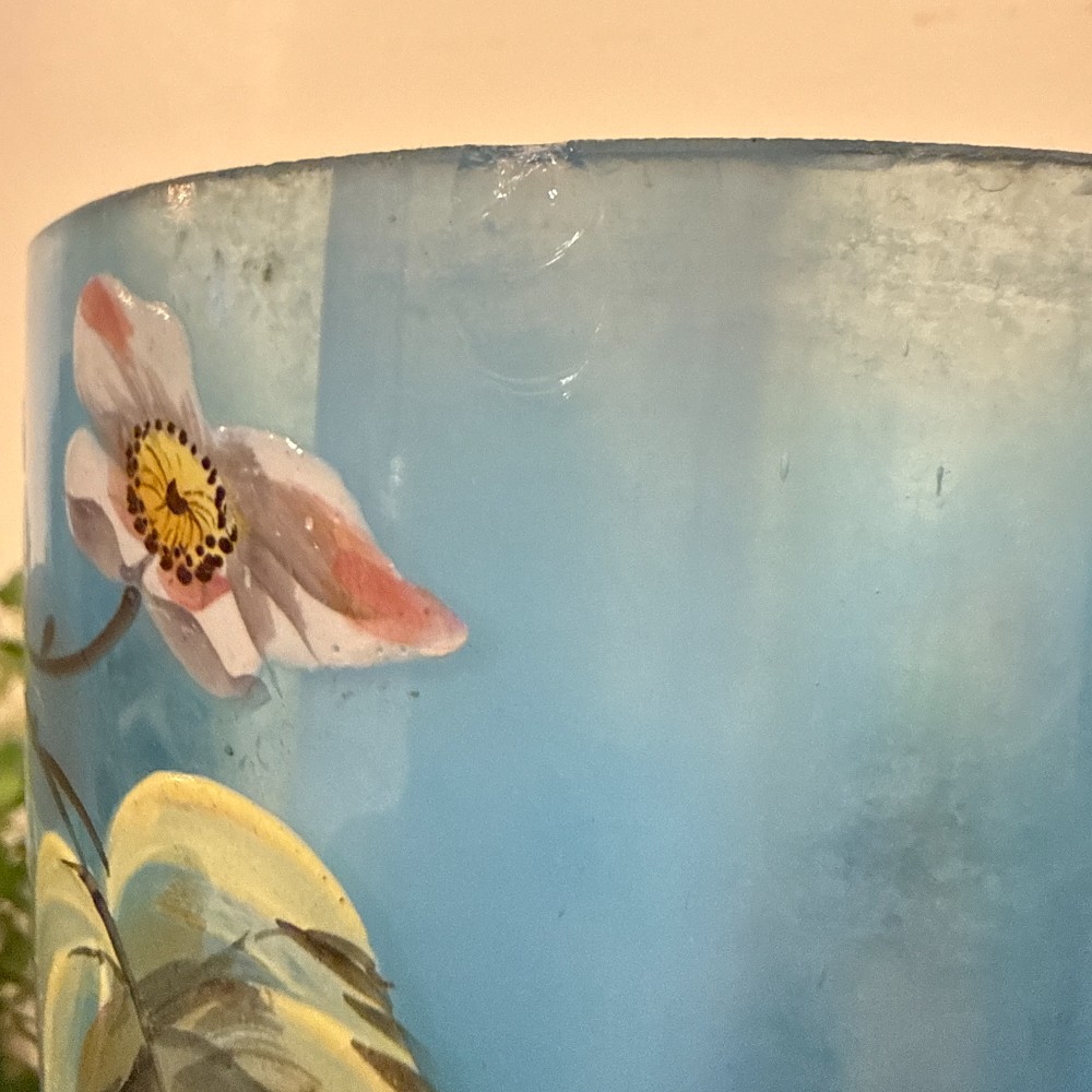 Antique Victorian Blue Glass Floral Vase – AS-IS