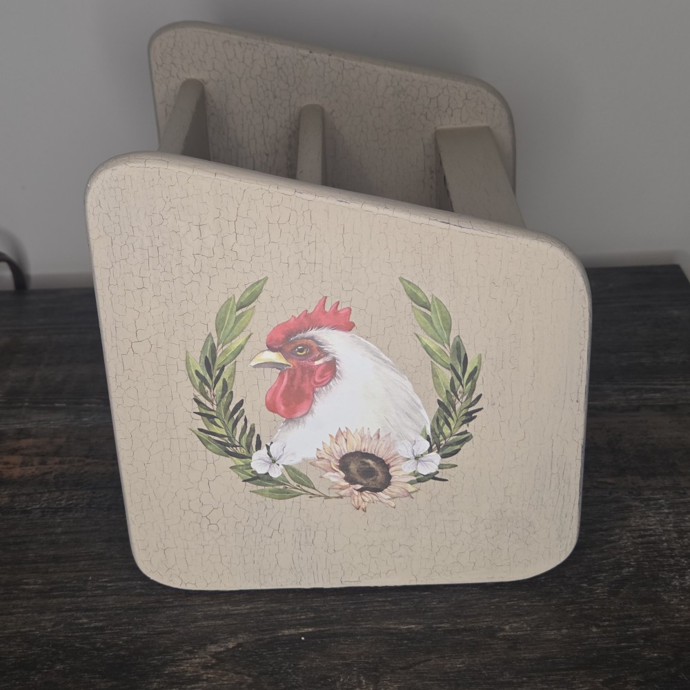VTG Wood Caddy Organizer Farm/Rooster Themed