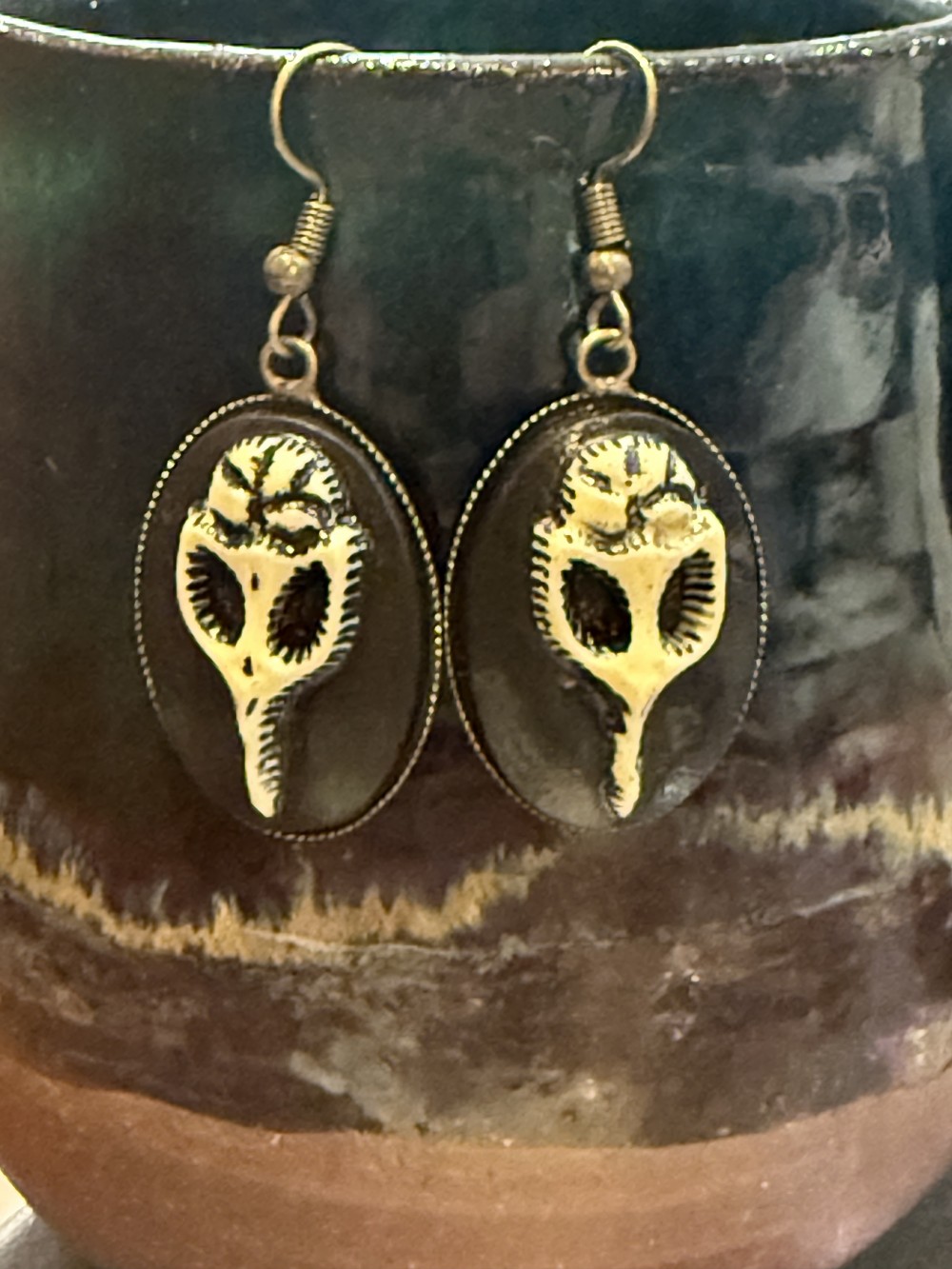 Earrings Plague Mask Cameo