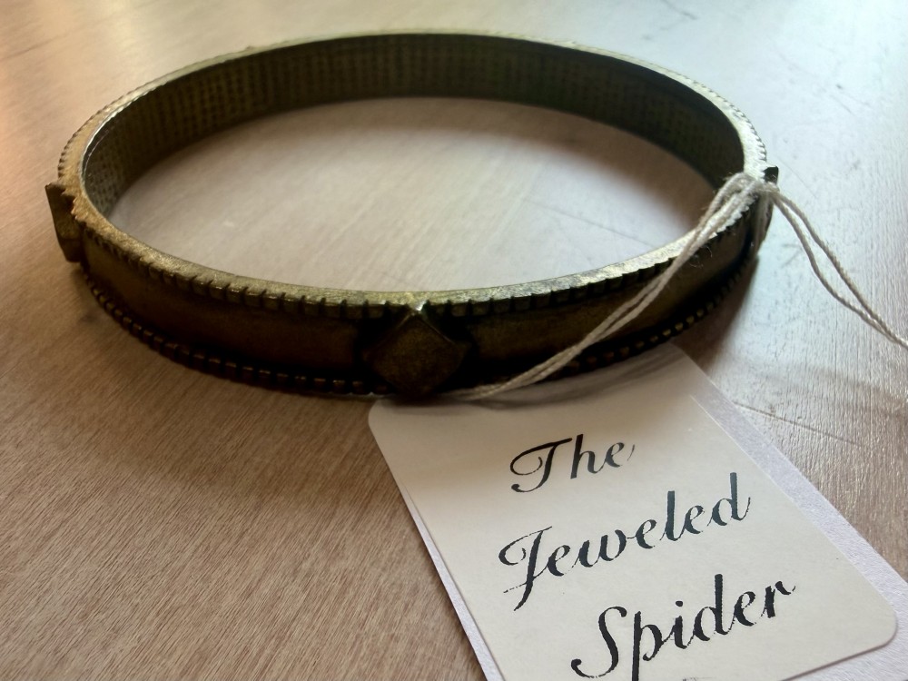 Bangle Style Bracelet - Bronze with Diamond Shapes and Dots