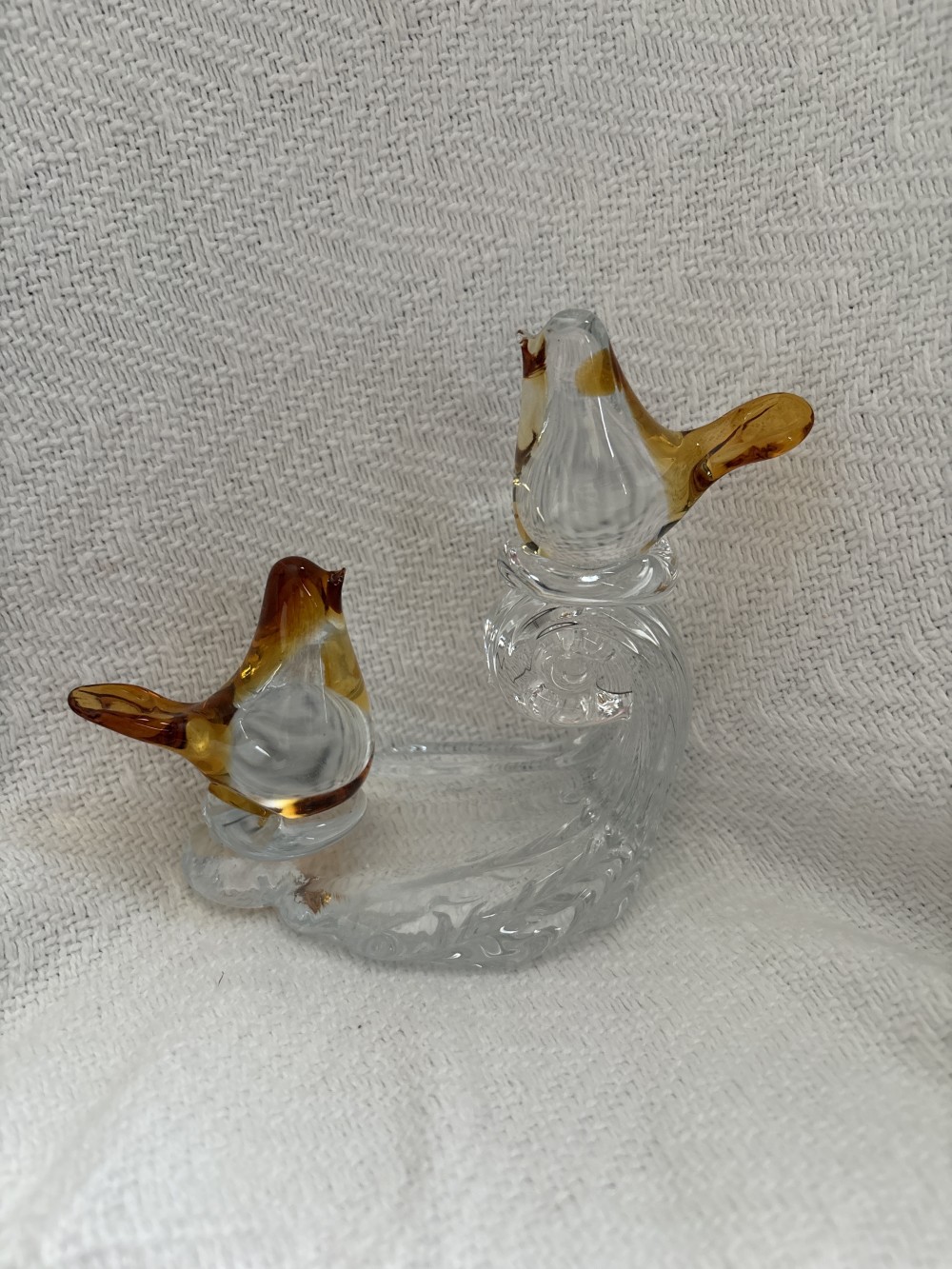 Glass Amber Love Birds on Wave
