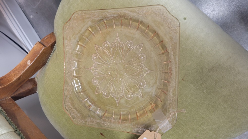 Pink Depression Glass Plate - Adam Pattern