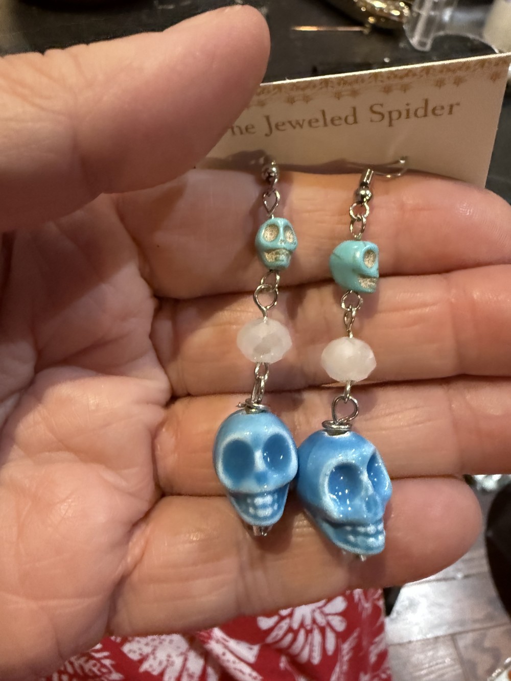 Earrings - Skull Ceramic  with Tiny Skull Bead