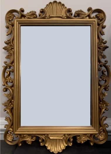Vintage 1988 Homco Gold Ornate Wall Mirror - Hollywood Regency Baroque Shell Scroll Mirror #2151