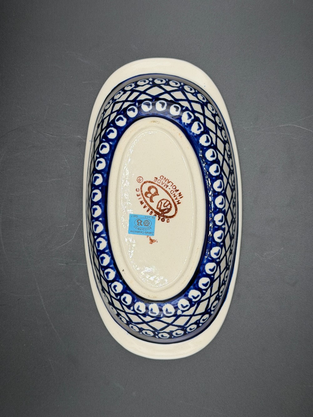 First Quality Zakłady Ceramiczne Bolesławiec Polish Pottery Oval Bowl - Peacock Eye