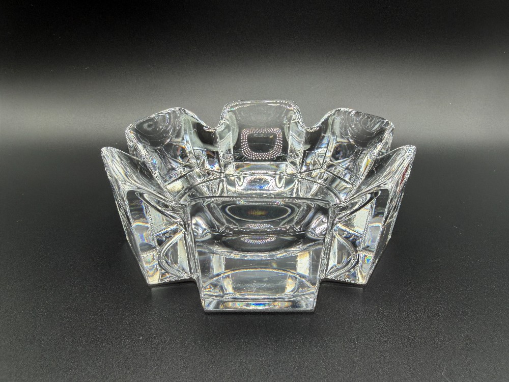 Vintage Orrefors Sweden Crystal Corona Bowl by Lars Hellsten