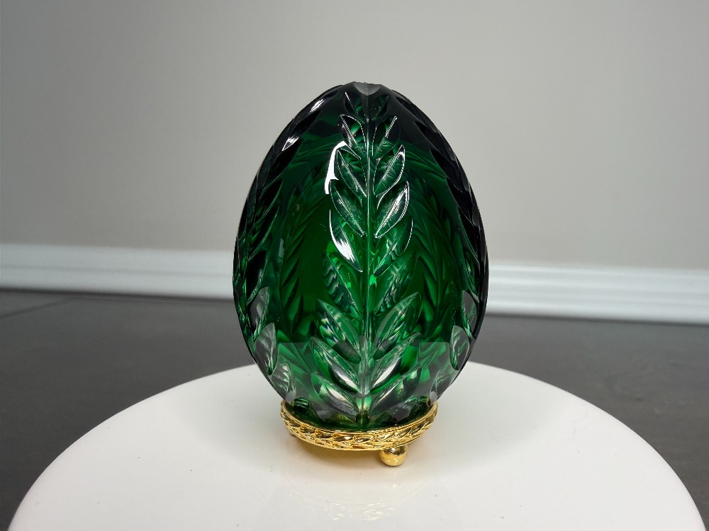 Faberge Cut Crystal Egg Franklin Mint-Emerald Green