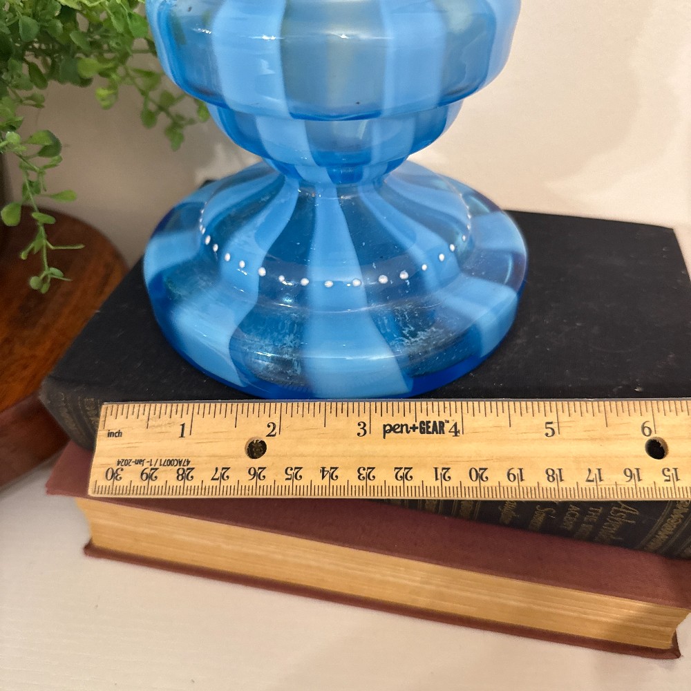 Antique Victorian Blue Glass Floral Vase – AS-IS