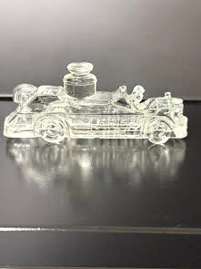 1940s Glass Fire Truck Candy Holder