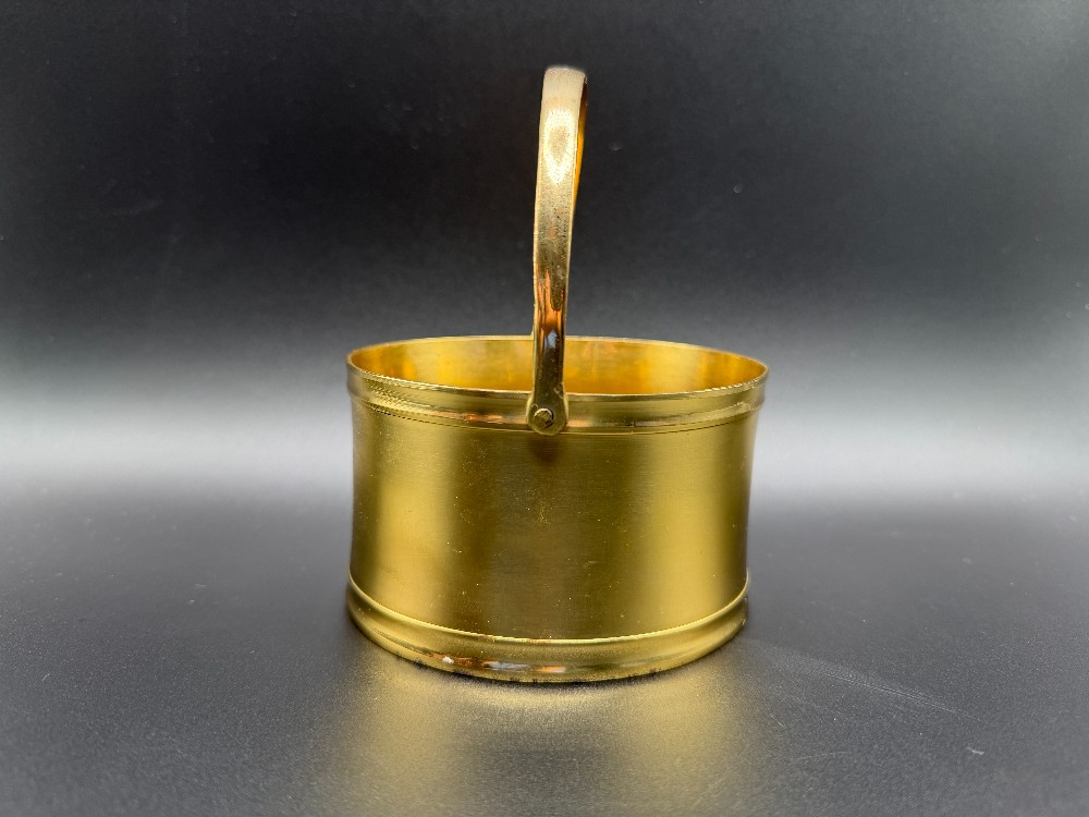 Vintage Mid-Century Oval Brass Bucket with Bail Handle