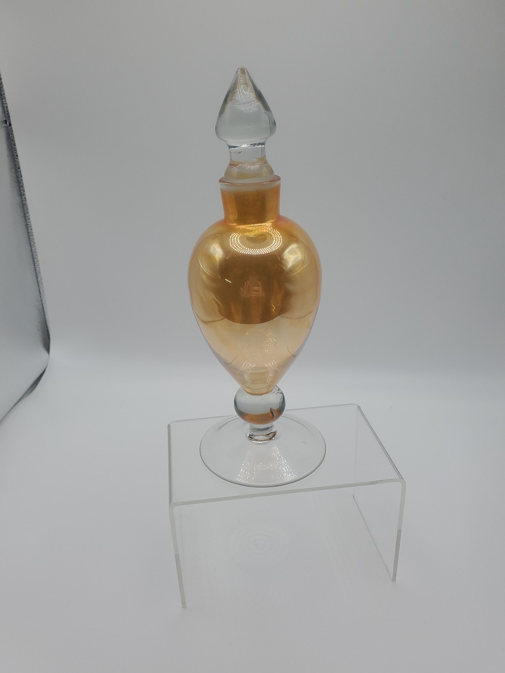 Amber Hand Blown Glass Perfume Bottle