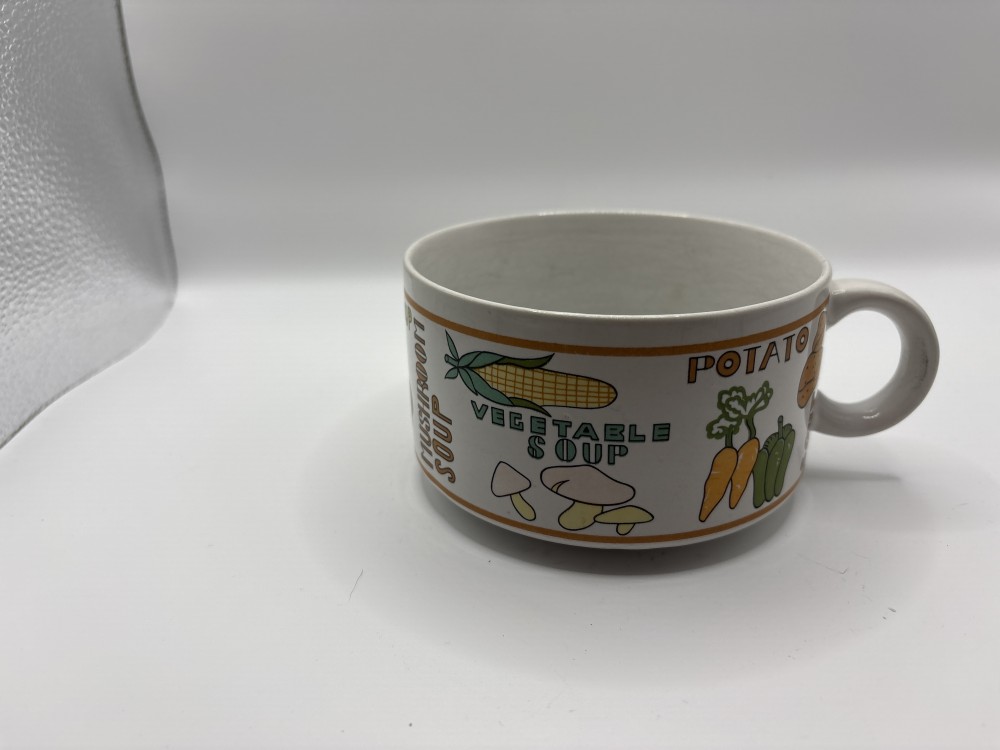 16 oz Ceramic Soup Recipe Vintage Mug - Vegetable Themed