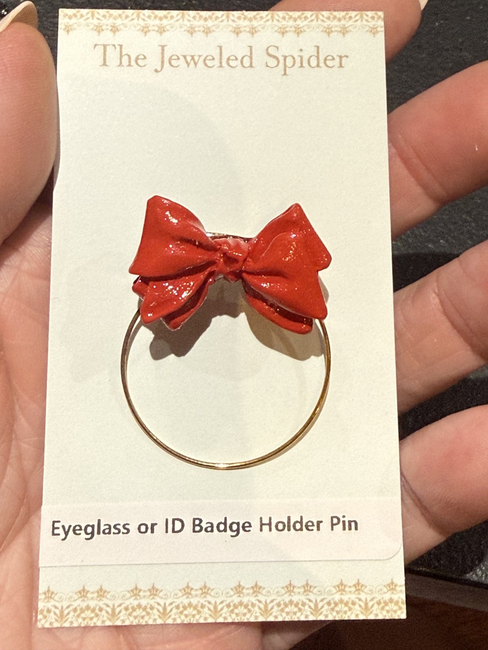 Eyeglass Holder - Red Bow, ID badge holder
