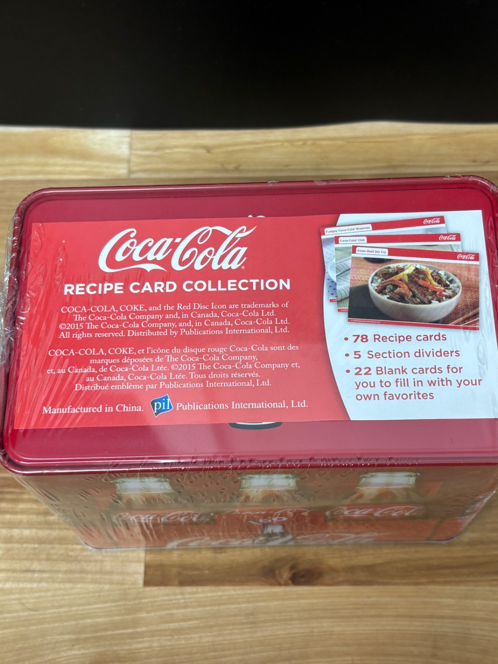 Coca Cola Recipe Card Collection Tin 2015 100 Years Bottle New Sealed