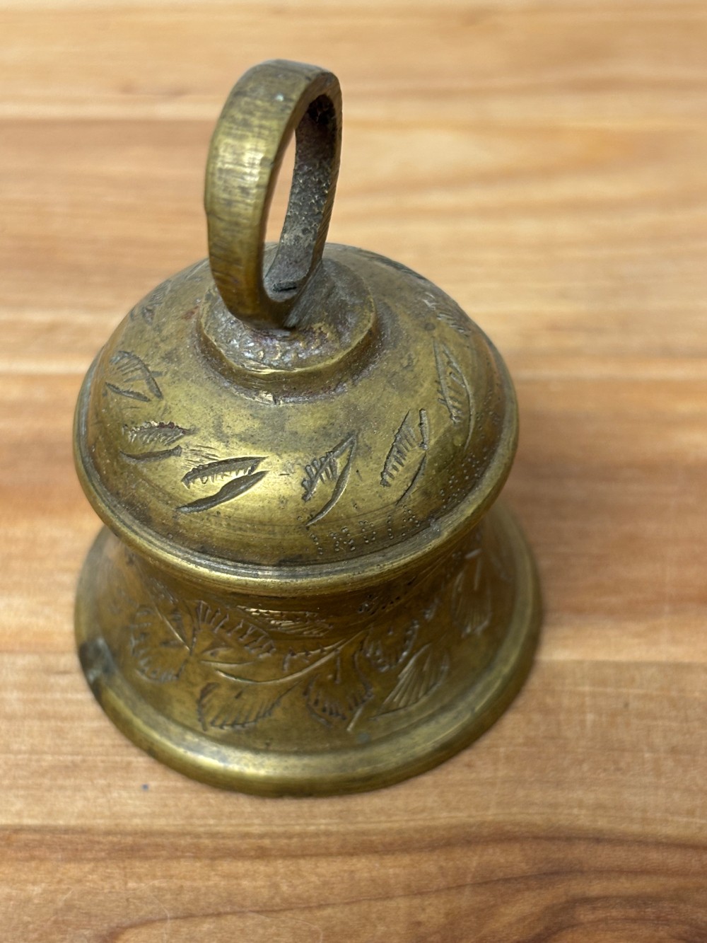Brass Bell Vintage Etched Floral Hand Bell Cottagecore Decor