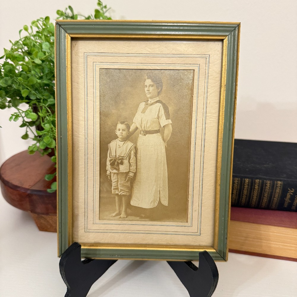 Antique Edwardian Framed Photo, Mother & Child