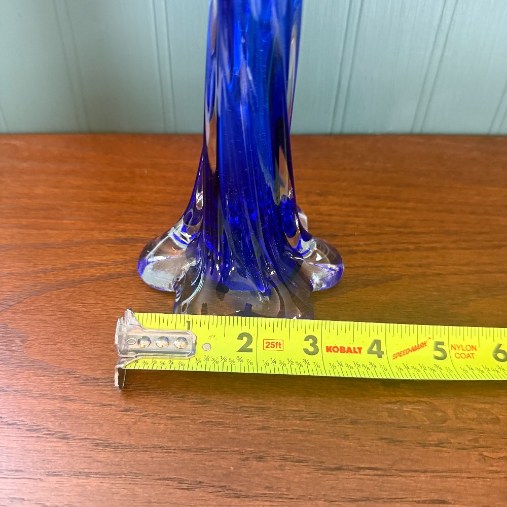 Cobalt Blue Swung Glass Bud Vase